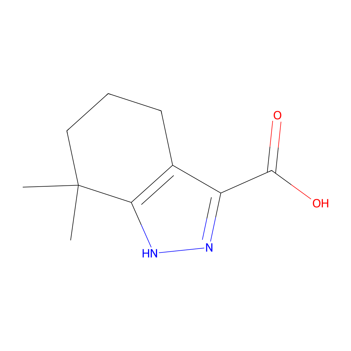 7,7-dimethyl-4,5,6,7-tetrahydro-1H-indazole-3-carboxylic acid molecular structure, CAS 1539121-35-1