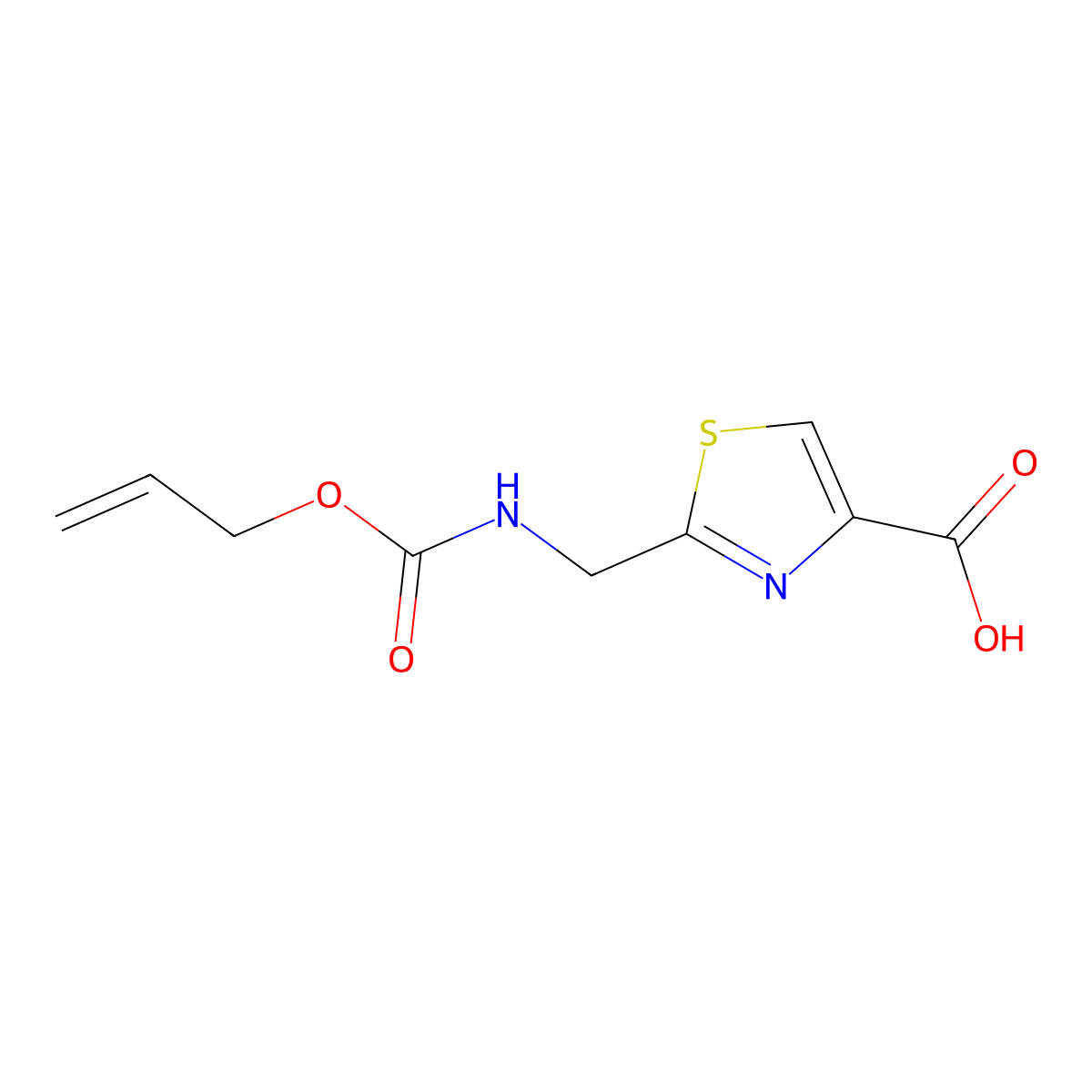 2-({[(Prop-2-en-1-yloxy)carbonyl]amino}methyl)-1,3-thiazole-4-carboxylic acid molecular structure, CAS 1539123-16-4
