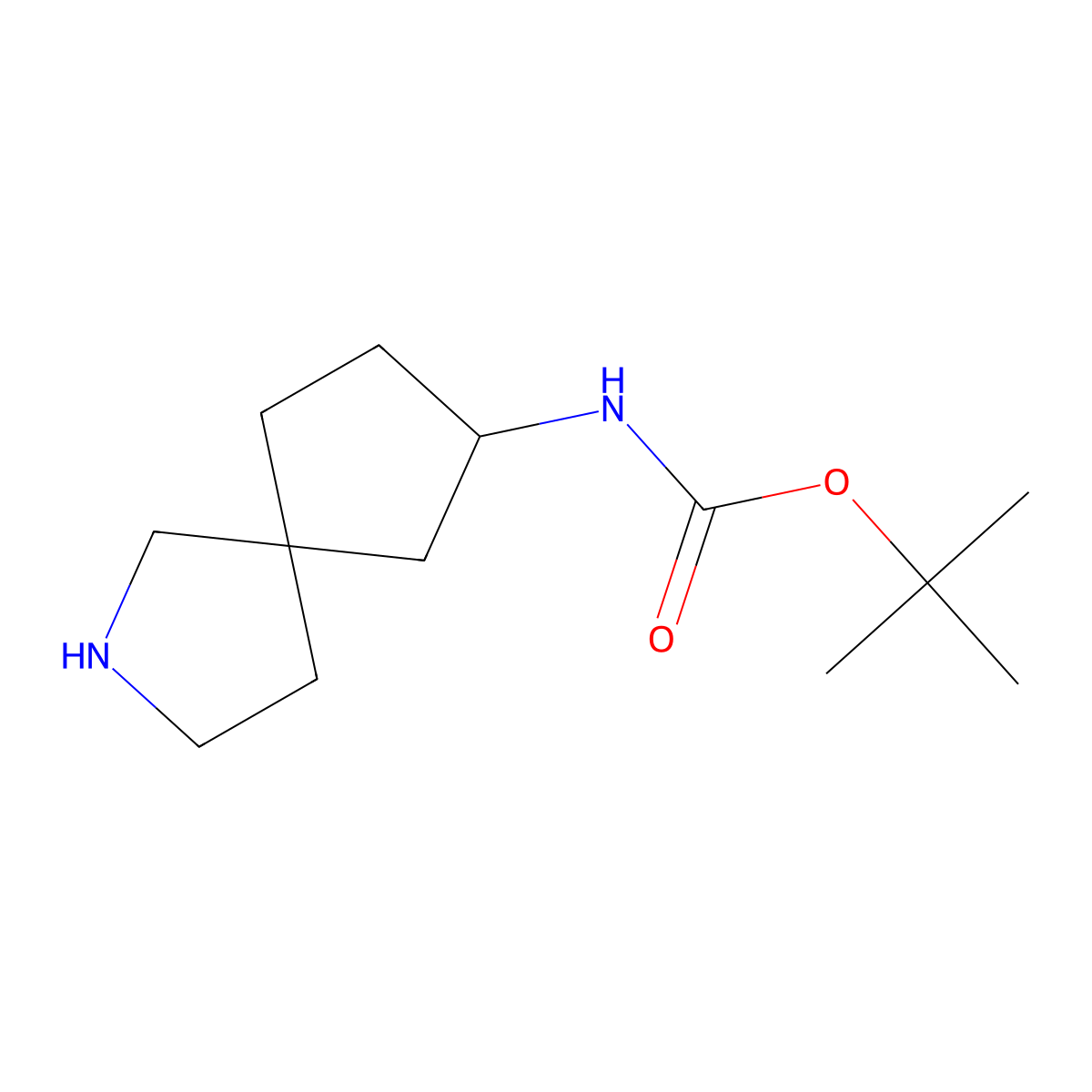 tert-Butyl (2-azaspiro[4.4]nonan-7-yl)carbamate molecular structure, CAS 1539162-63-4