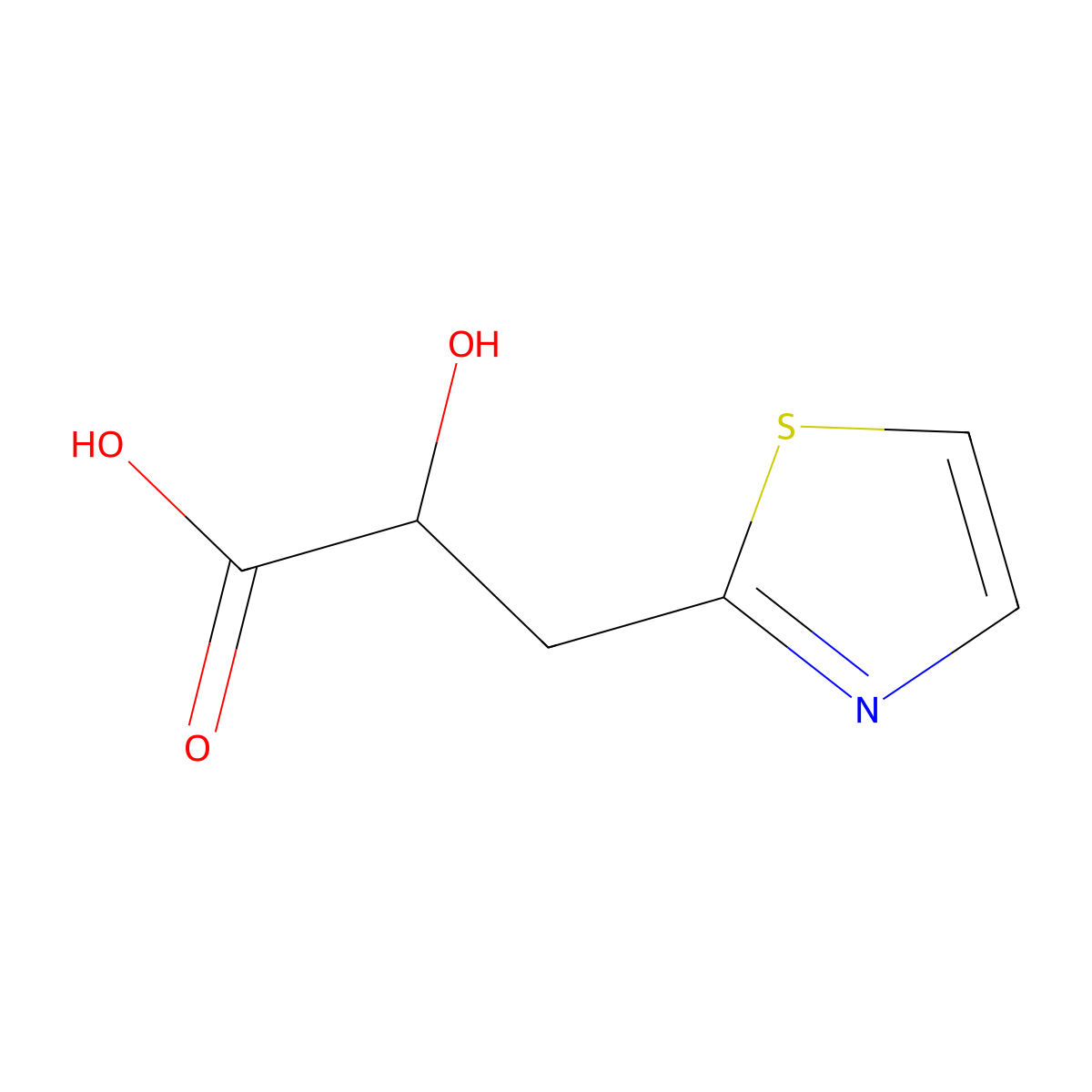 2-Hydroxy-3-(1,3-thiazol-2-yl)propanoic acid molecular structure, CAS 1539214-87-3