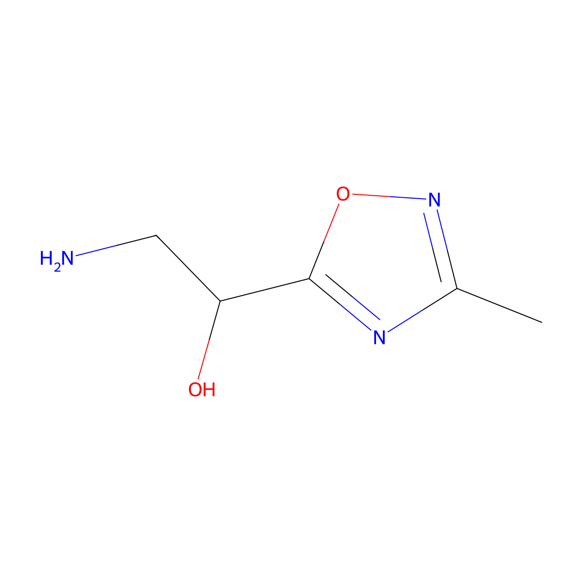 2-Amino-1-(3-methyl-1,2,4-oxadiazol-5-yl)ethan-1-ol molecular structure, CAS 1539219-48-1