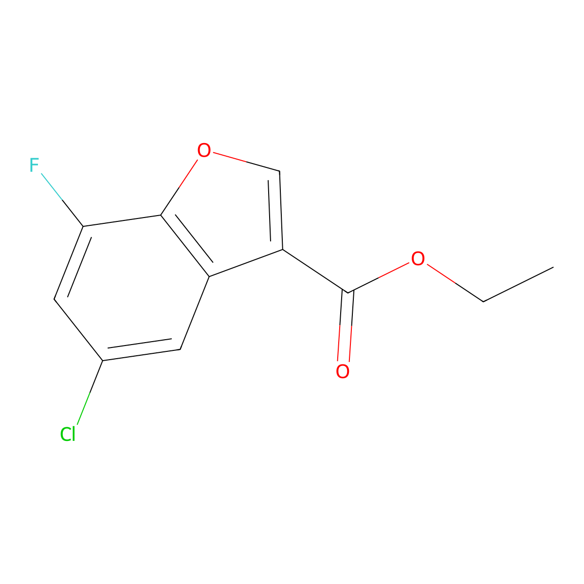 Ethyl 5-chloro-7-fluorobenzofuran-3-carboxylate molecular structure, CAS 1539237-91-6