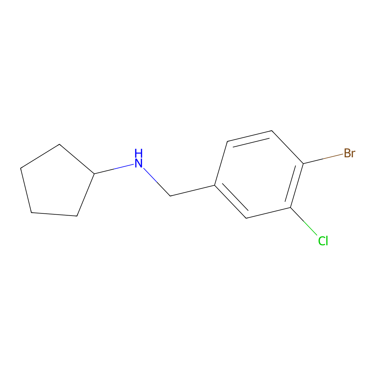 N-[(4-Bromo-3-chlorophenyl)methyl]cyclopentanamine molecular structure, CAS 1539241-83-2