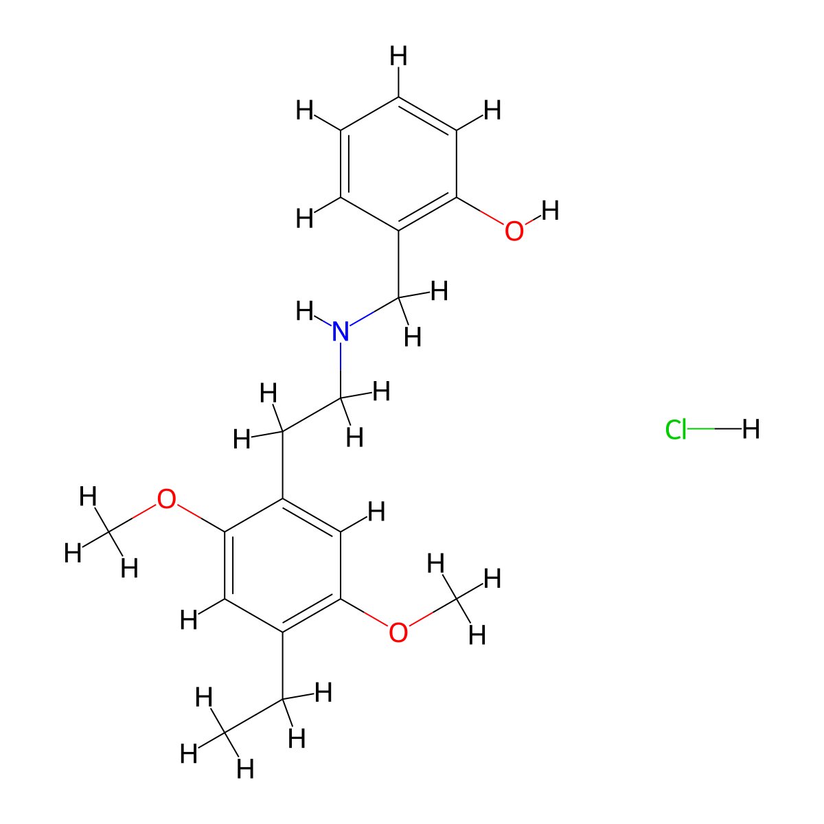 2-[[[2-(4-Ethyl-2,5-dimethoxyphenyl)ethyl]amino]methyl]-phenol,monohydrochloride molecular structure, CAS 1539266-40-4