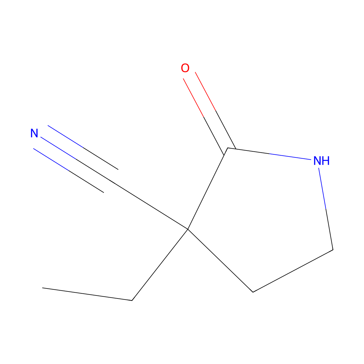 3-Ethyl-2-oxopyrrolidine-3-carbonitrile molecular structure, CAS 153929-21-6