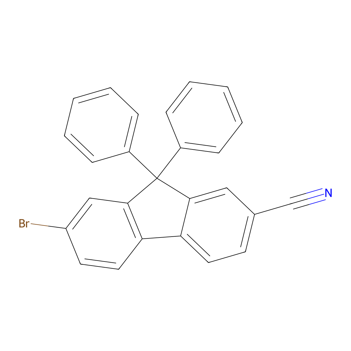 7-bromo-9,9-diphenyl-9H-fluorene-2-carbonitrile molecular structure, CAS 1539314-80-1
