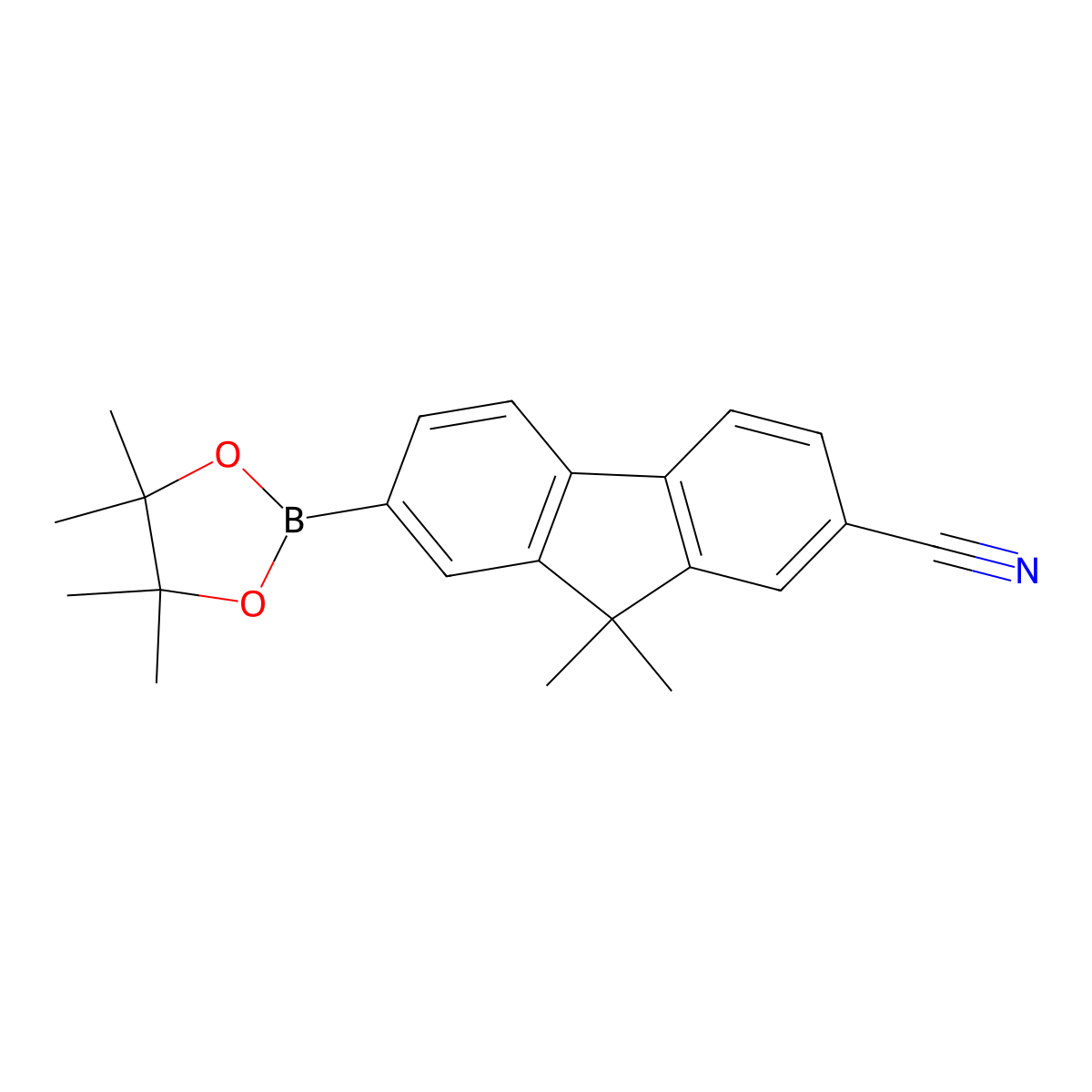 9,9-Dimethyl-7-(4,4,5,5-tetramethyl-1,3,2-dioxaborolan-2-yl)-9H-fluorene-2-carbonitrile molecular structure, CAS 1539314-85-6