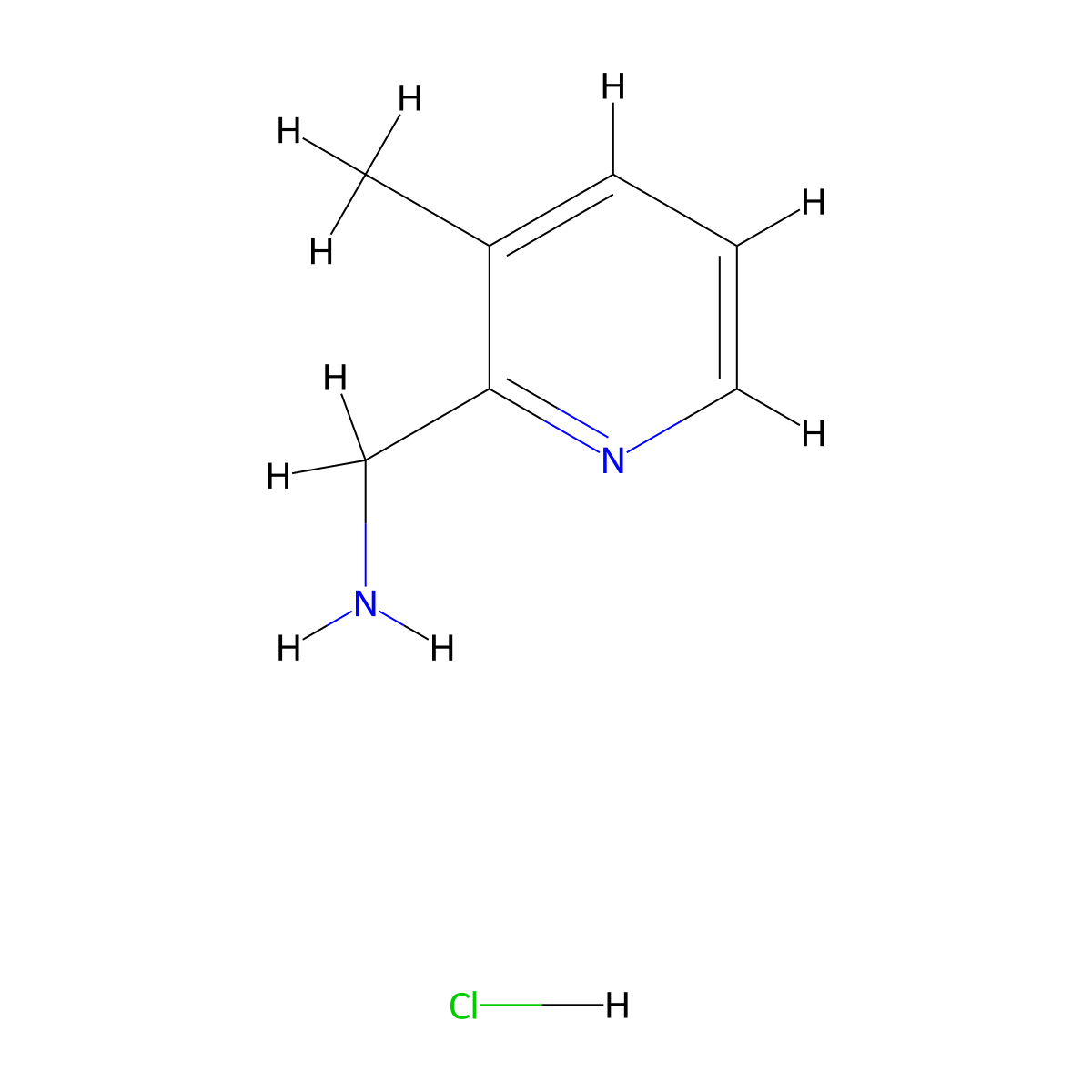 (3-Methylpyridin-2-yl)methanamine hydrochloride molecular structure, CAS 153936-25-5