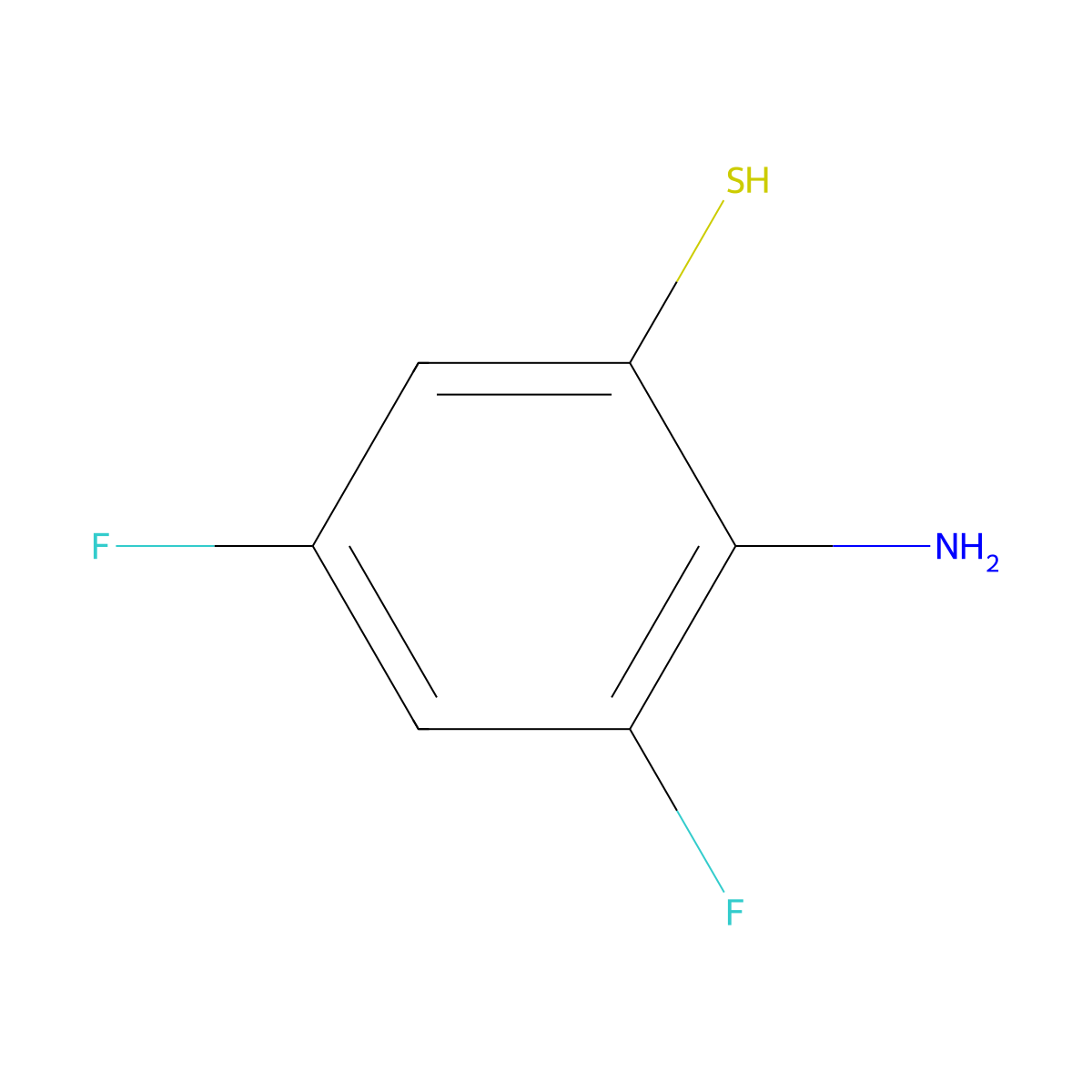 2-Amino-3,5-difluorobenzene-1-thiol molecular structure, CAS 153937-30-5