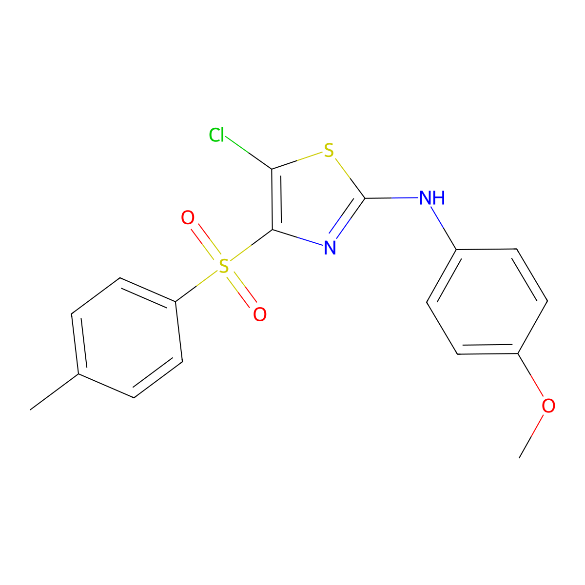 5-chloro-N-(4-methoxyphenyl)-4-(4-methylbenzenesulfonyl)-1,3-thiazol-2-amine molecular structure, CAS 153941-65-2