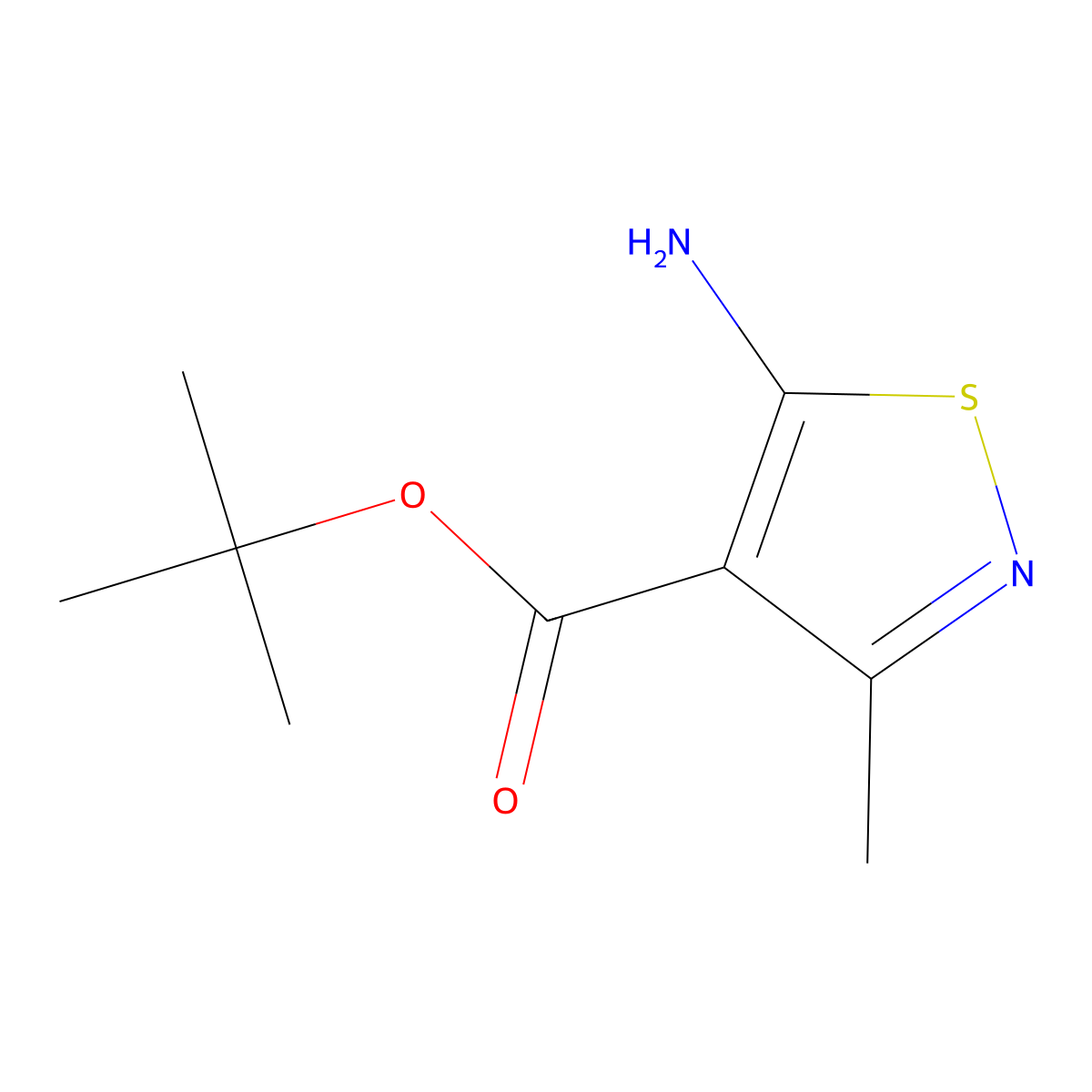 Tert-butyl 5-amino-3-methylisothiazole-4-carboxylate molecular structure, CAS 1539412-74-2