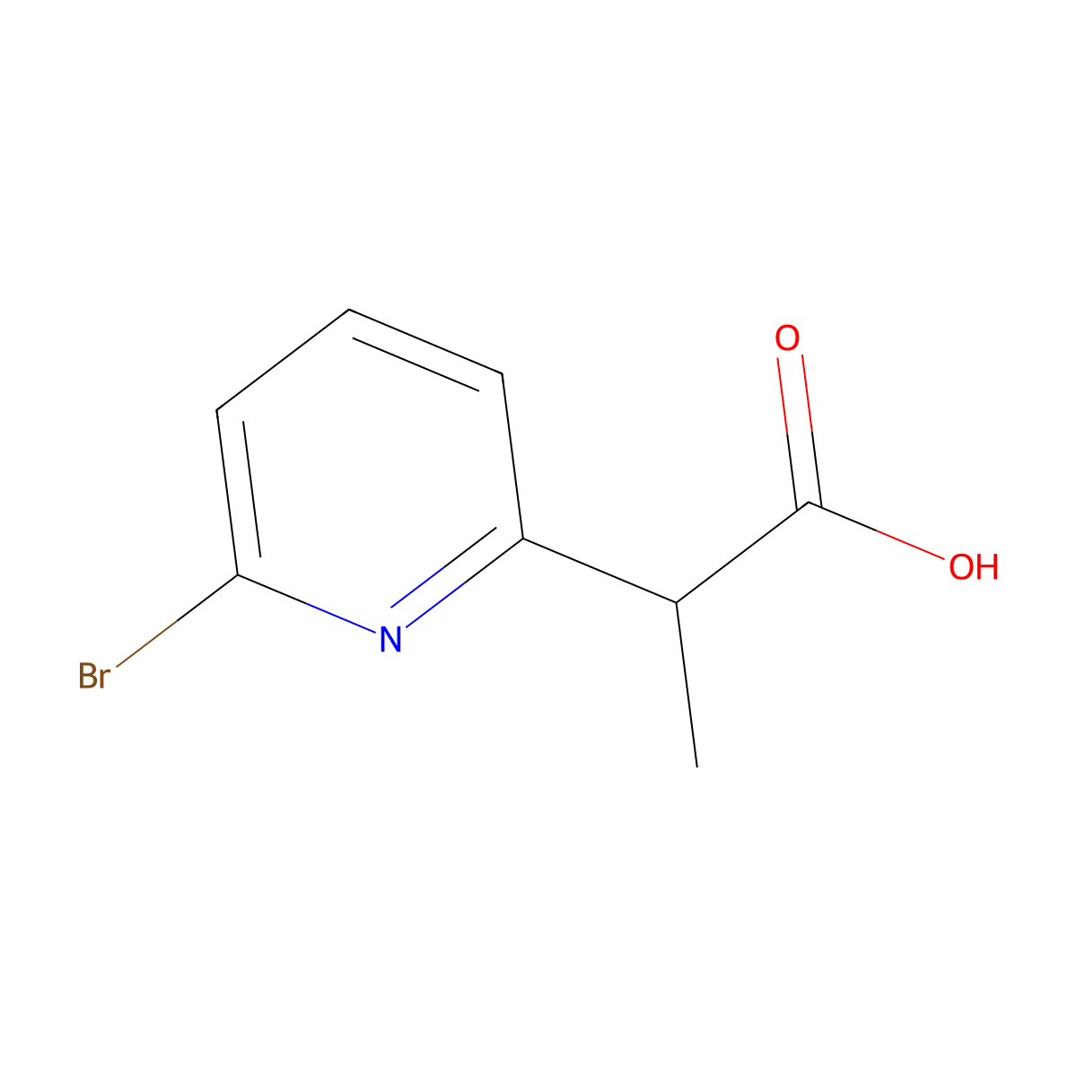2-(6-Bromopyridin-2-yl)propanoic acid molecular structure, CAS 1539424-29-7