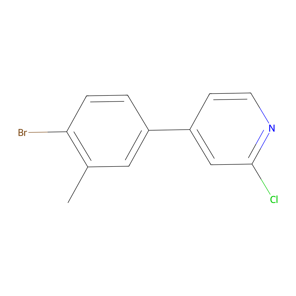 4-(4-Bromo-3-methylphenyl)-2-chloropyridine molecular structure, CAS 1539429-62-3