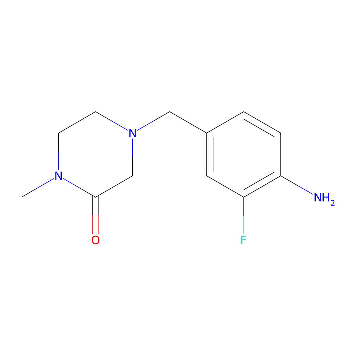 4-[(4-Amino-3-fluorophenyl)methyl]-1-methylpiperazin-2-one molecular structure, CAS 1539447-43-2