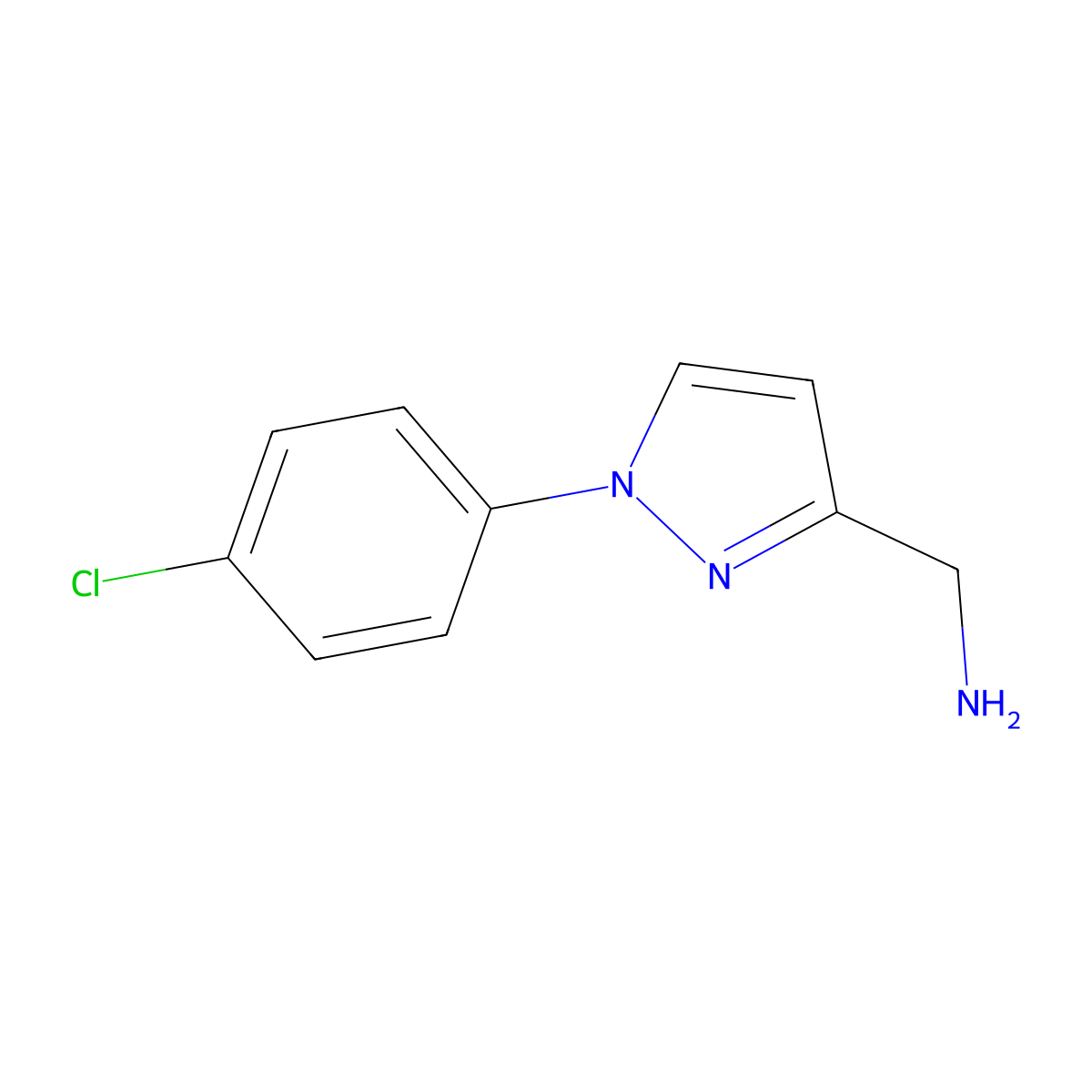 1-[1-(4-chlorophenyl)-1H-pyrazol-3-yl]methanamine molecular structure, CAS 1539454-67-5