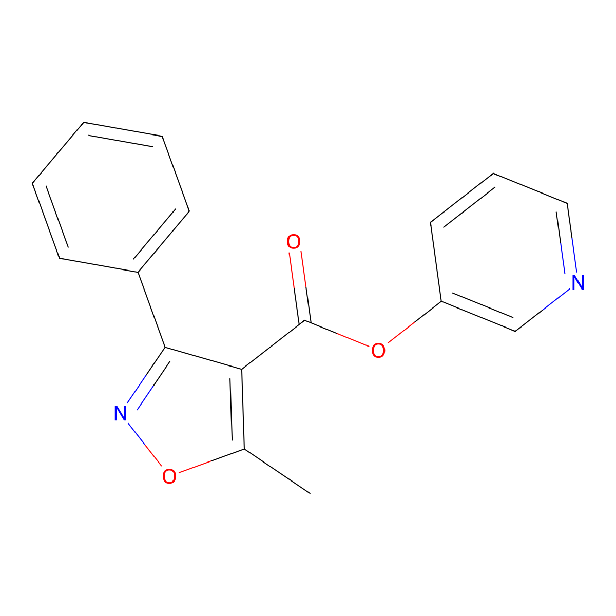 3-Pyridinyl 5-methyl-3-phenyl-4-isoxazolecarboxylate molecular structure, CAS 153947-55-8