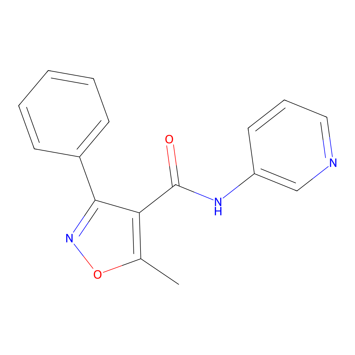 5-methyl-3-phenyl-N-(pyridin-3-yl)-1,2-oxazole-4-carboxamide molecular structure, CAS 153947-63-8
