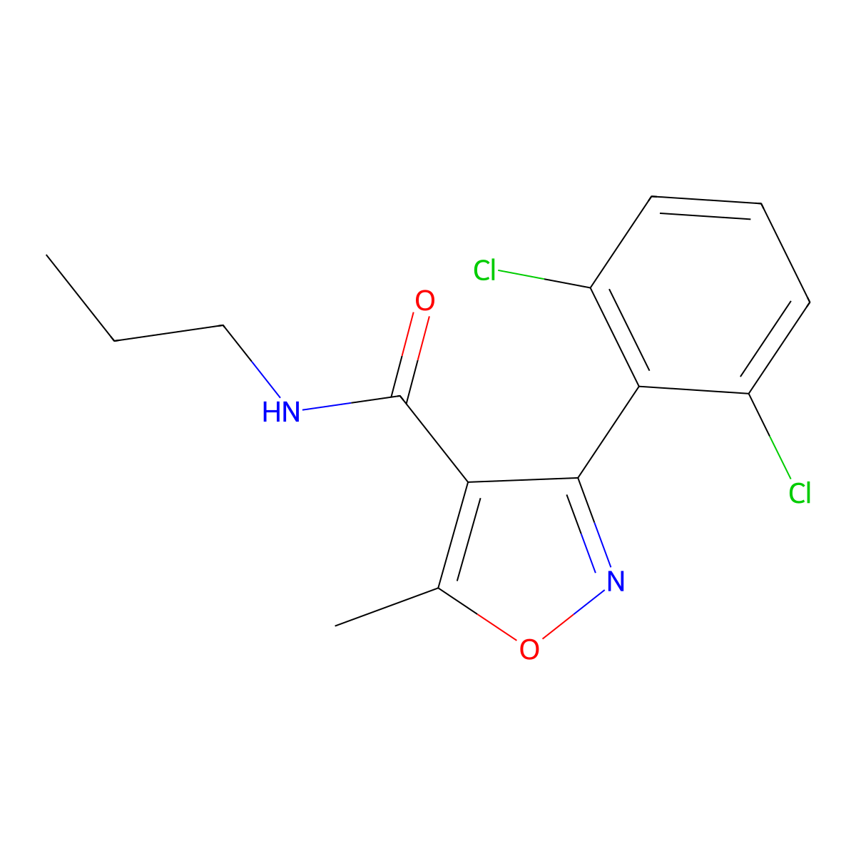 3-(2,6-dichlorophenyl)-5-methyl-N-propyl-1,2-oxazole-4-carboxamide molecular structure, CAS 153948-07-3