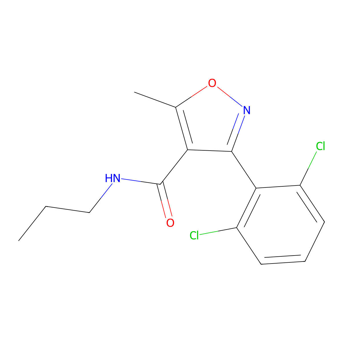 3-(2,6-dichlorophenyl)-5-methyl-N-propyl-1,2-oxazole-4-carboxamide molecular structure, CAS 153948-07-3
