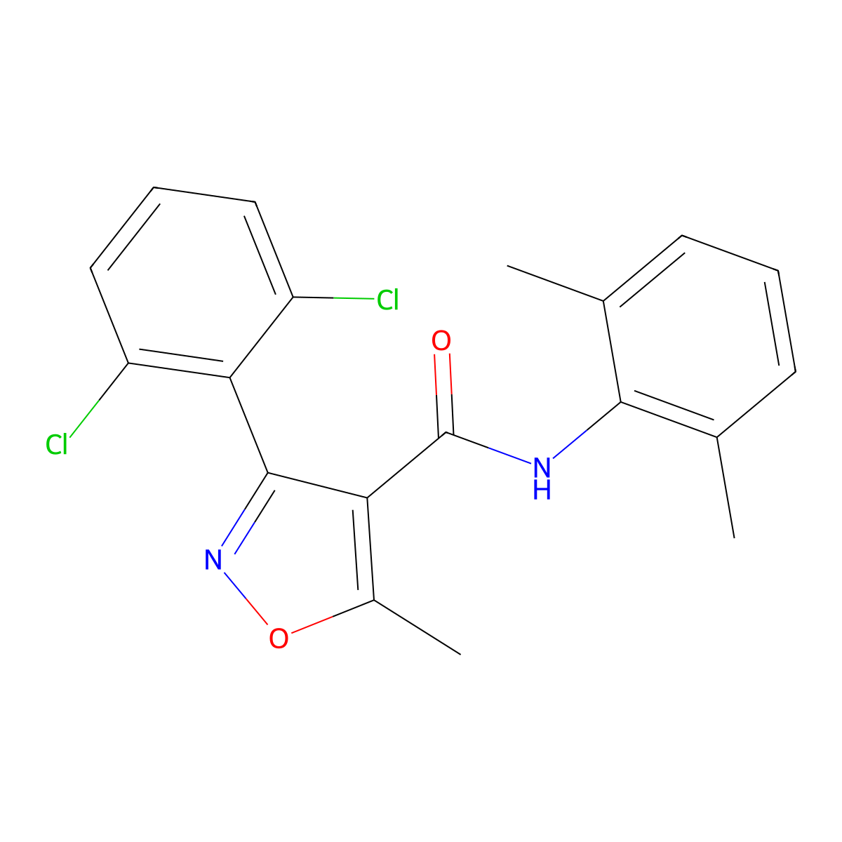 3-(2,6-dichlorophenyl)-N-(2,6-dimethylphenyl)-5-methyl-1,2-oxazole-4-carboxamide molecular structure, CAS 153948-59-5
