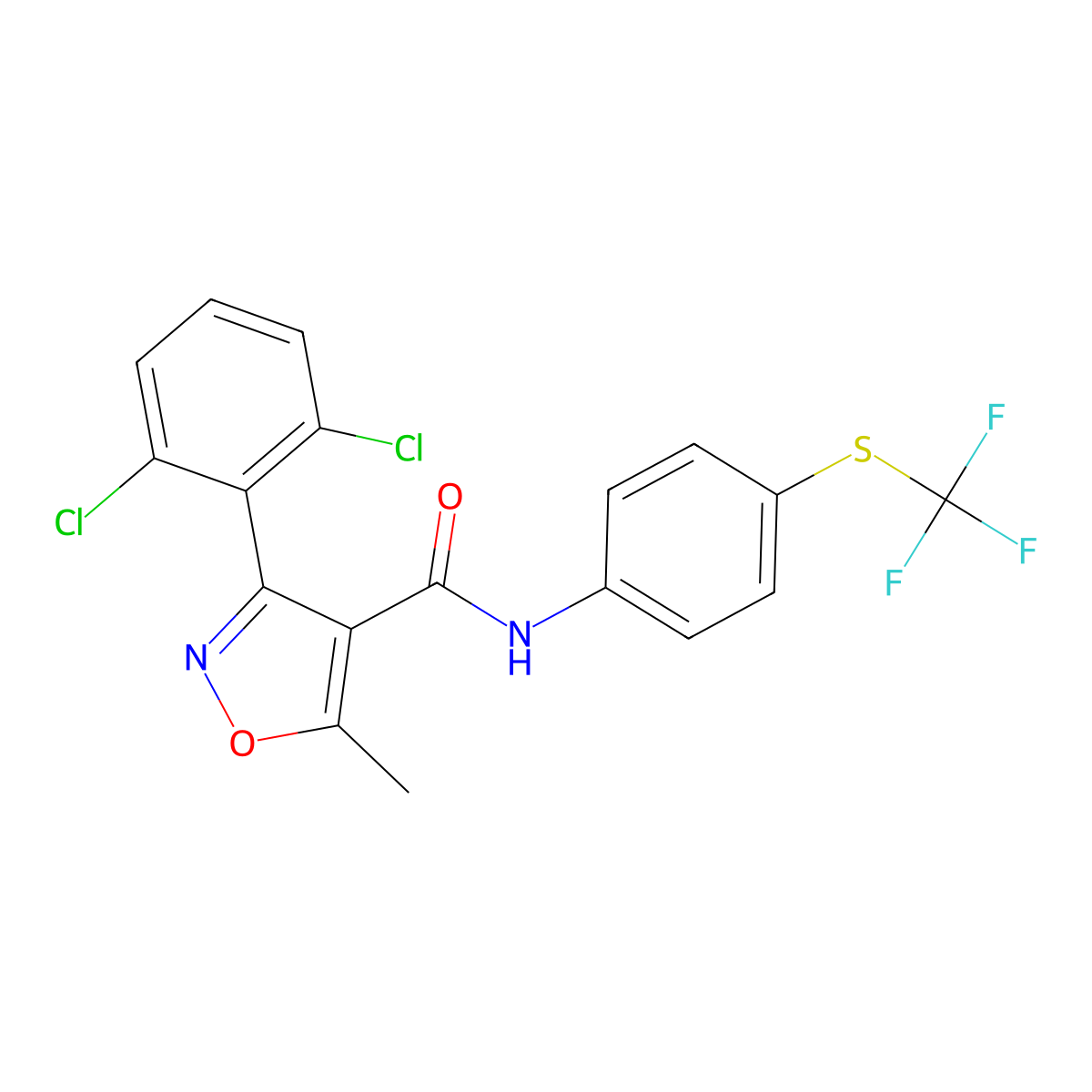3-(2,6-dichlorophenyl)-5-methyl-N-[4-(trifluoromethylsulfanyl)phenyl]-1,2-oxazole-4-carboxamide molecular structure, CAS 153948-64-2
