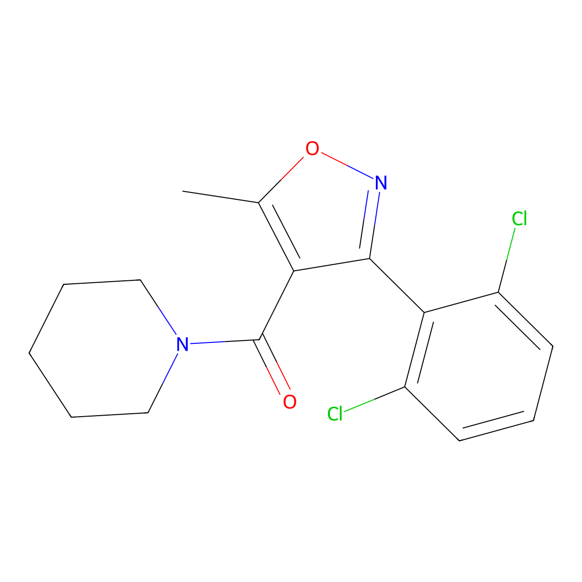 [3-(2,6-Dichloro-phenyl)-5-methyl-isoxazol-4-yl]-piperidin-1-yl-methanone molecular structure, CAS 153948-82-4