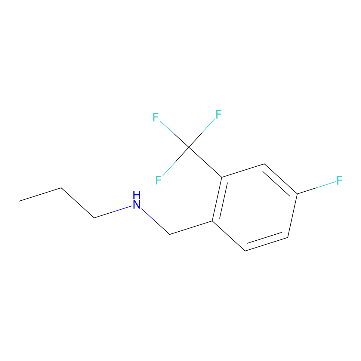 {[4-Fluoro-2-(trifluoromethyl)phenyl]methyl}(propyl)amine molecular structure, CAS 1539494-48-8