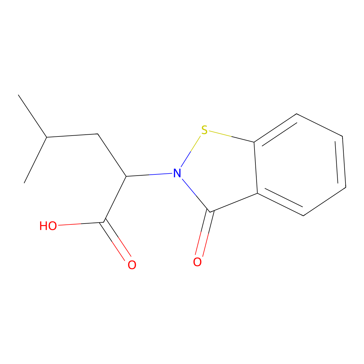 4-Methyl-2-(3-oxo-1,2-benzisothiazol-2(3h)-yl)pentanoic acid molecular structure, CAS 1539497-03-4