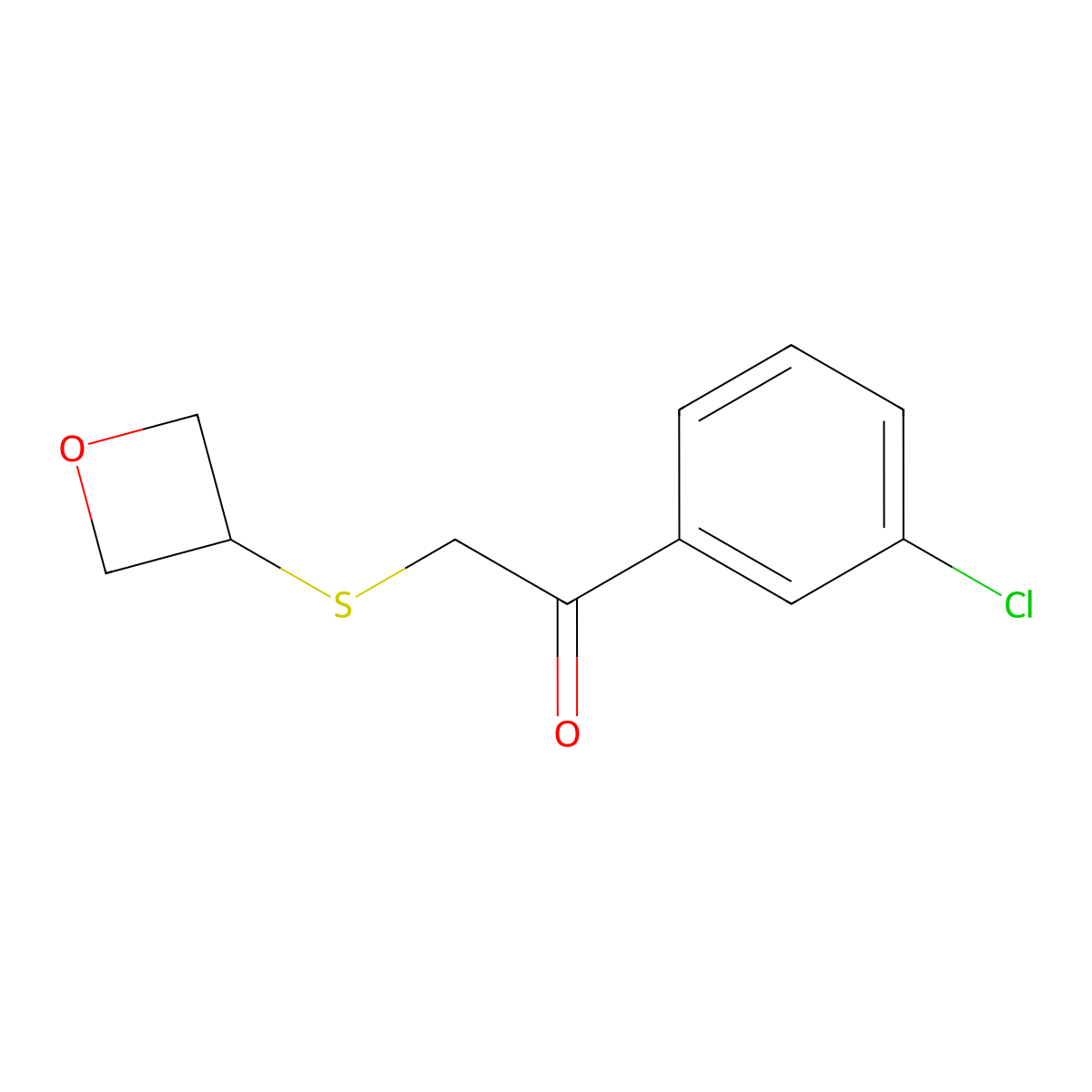 1-(3-Chlorophenyl)-2-(oxetan-3-ylthio)ethan-1-one molecular structure, CAS 1539507-33-9