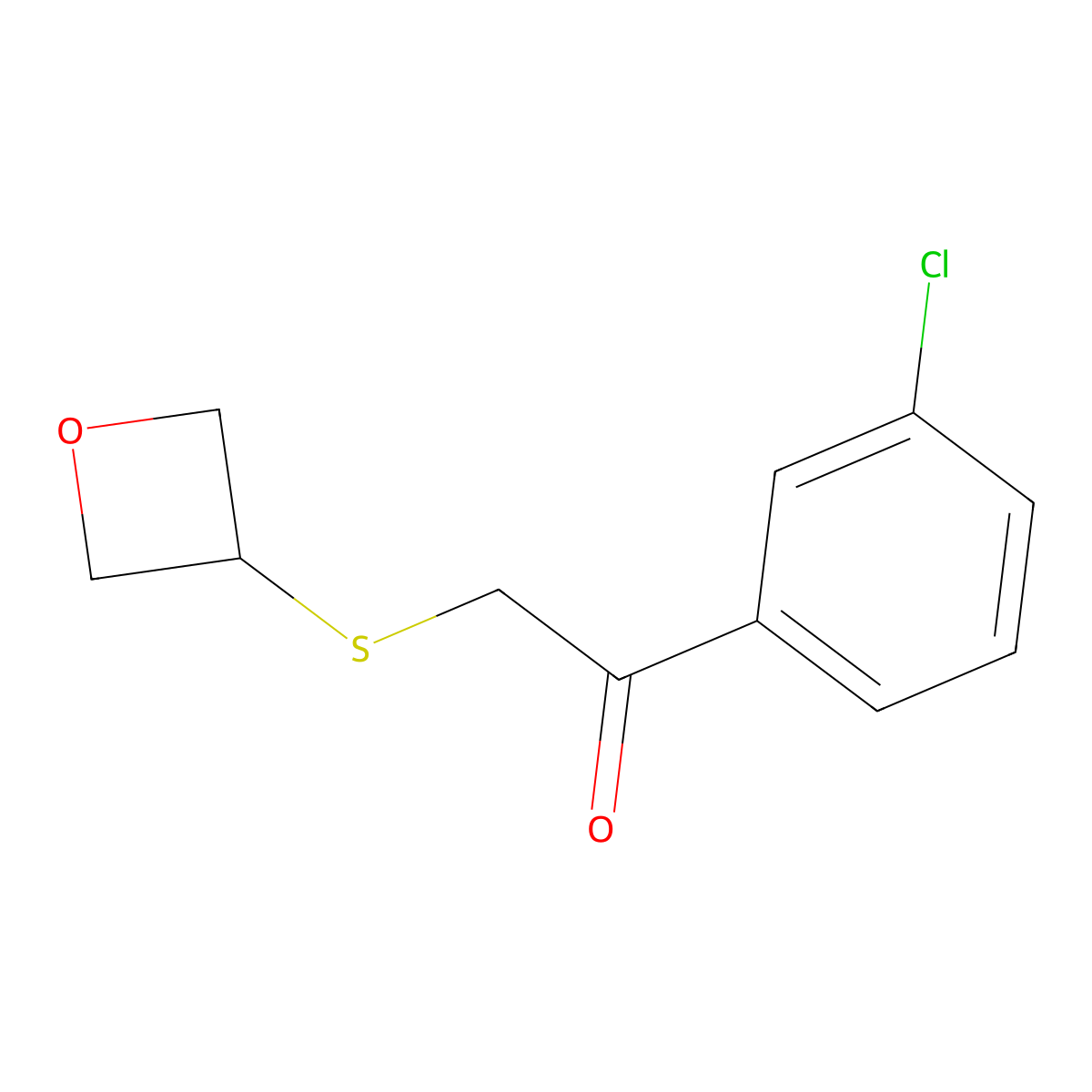 1-(3-Chlorophenyl)-2-(oxetan-3-ylthio)ethan-1-one molecular structure, CAS 1539507-33-9