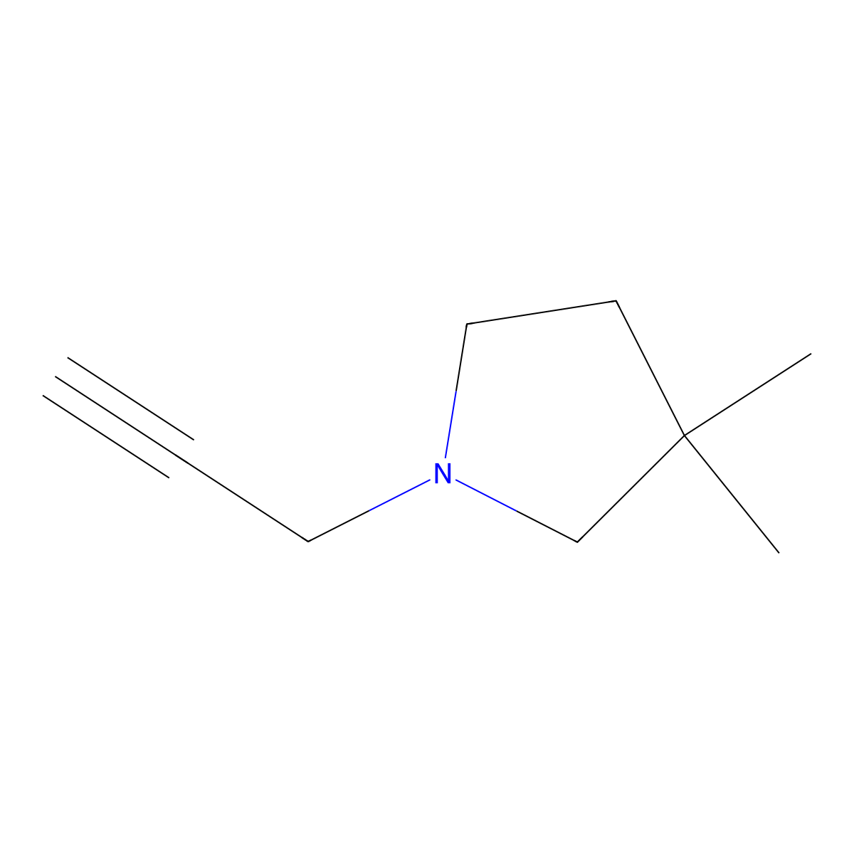 3,3-Dimethyl-1-(prop-2-yn-1-yl)pyrrolidine molecular structure, CAS 1539512-31-6