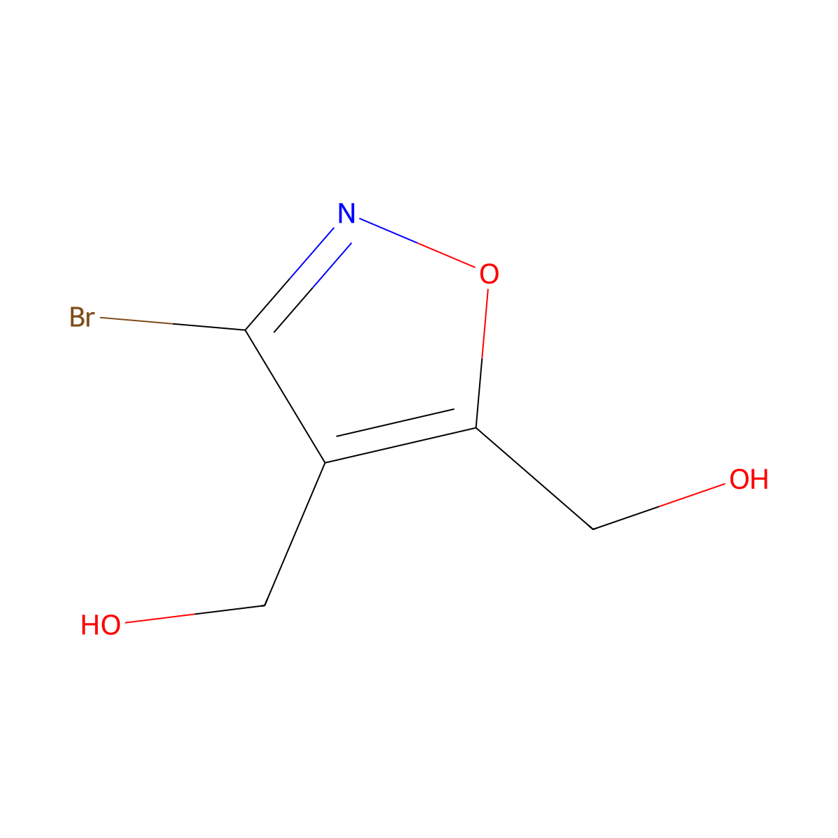 (3-Bromo-5-(hydroxymethyl)-1,2-oxazol-4-yl)methanol molecular structure, CAS 153954-80-4