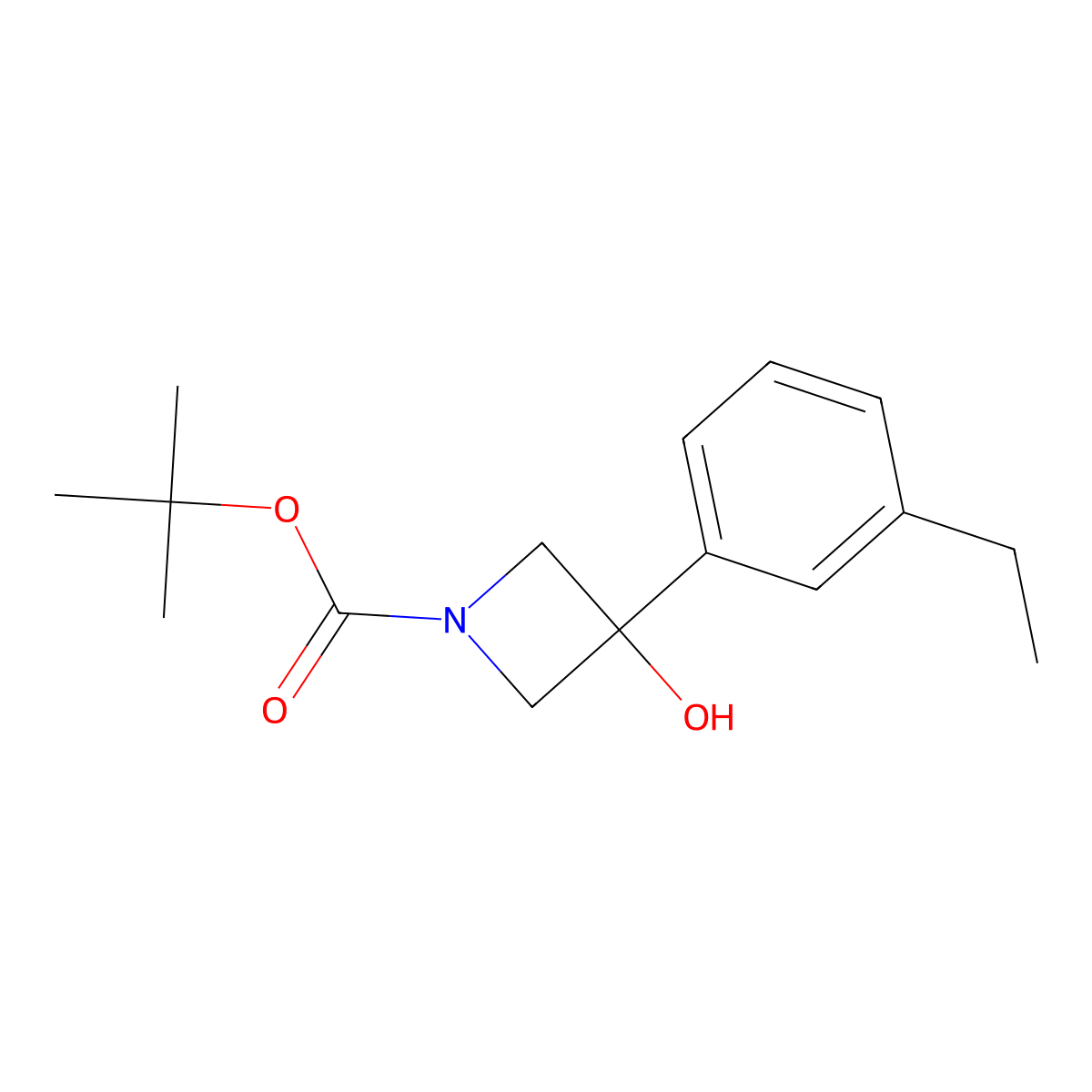 1,1-Dimethylethyl 3-(3-ethylphenyl)-3-hydroxy-1-azetidinecarboxylate molecular structure, CAS 1539544-92-7