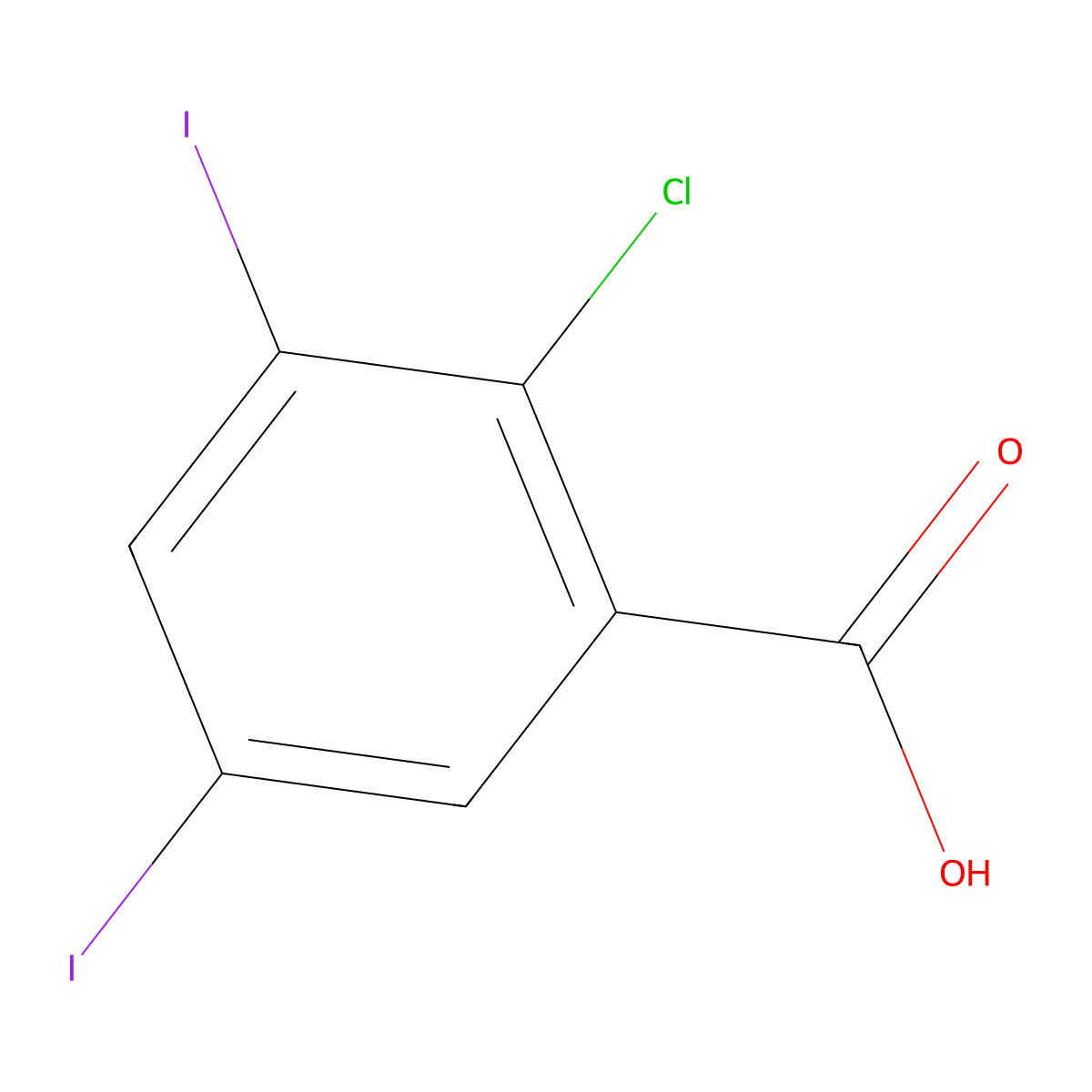 2-Chloro-3,5-diiodobenzoic acid molecular structure, CAS 15396-36-8