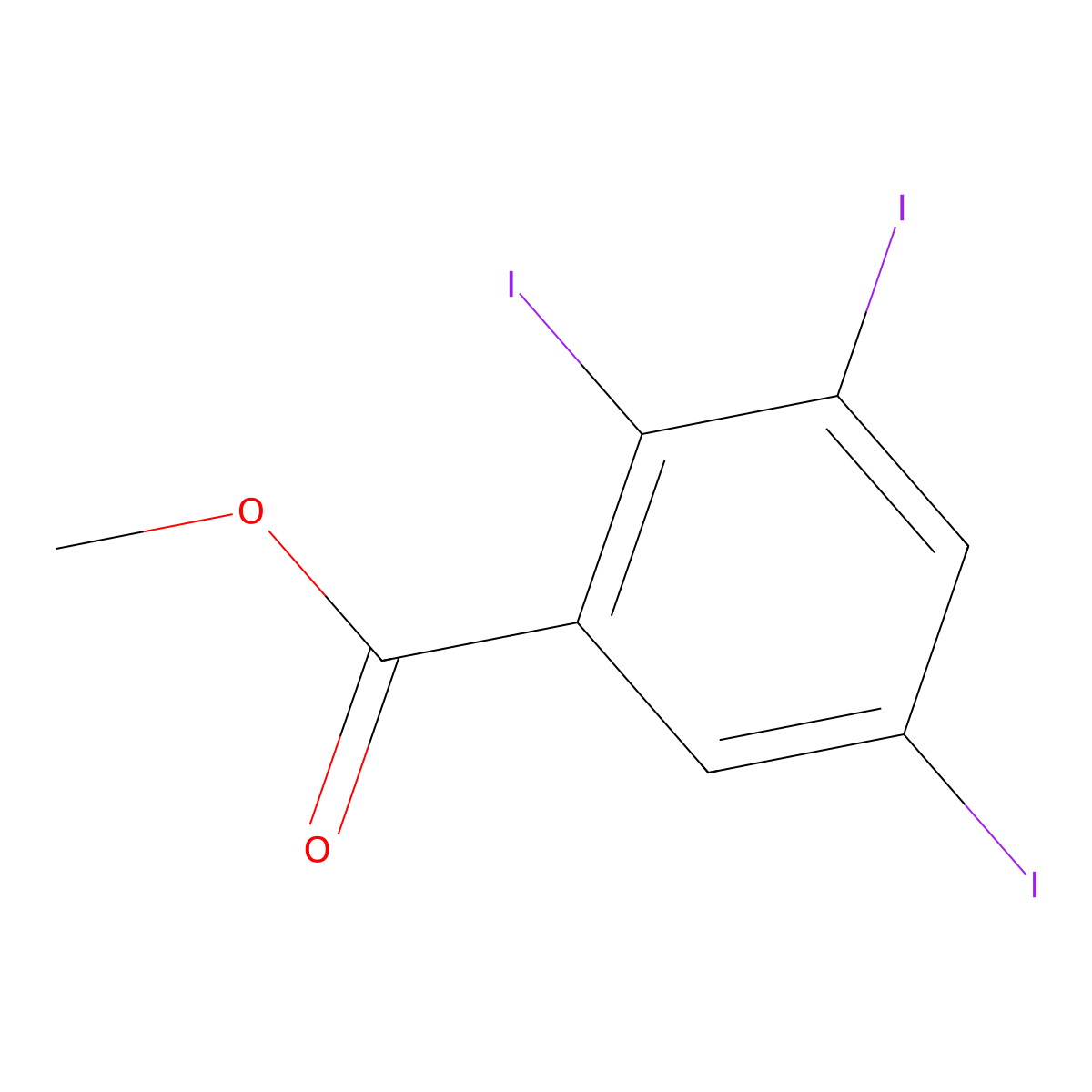 Methyl 2,3,5-triiodobenzoate molecular structure, CAS 15396-41-5
