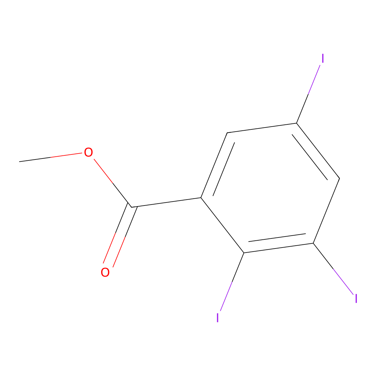 Methyl 2,3,5-triiodobenzoate molecular structure, CAS 15396-41-5
