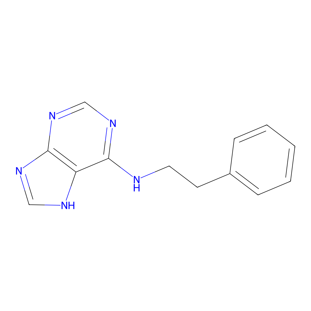 N-(2-phenylethyl)-9H-purin-6-amine molecular structure, CAS 15396-42-6