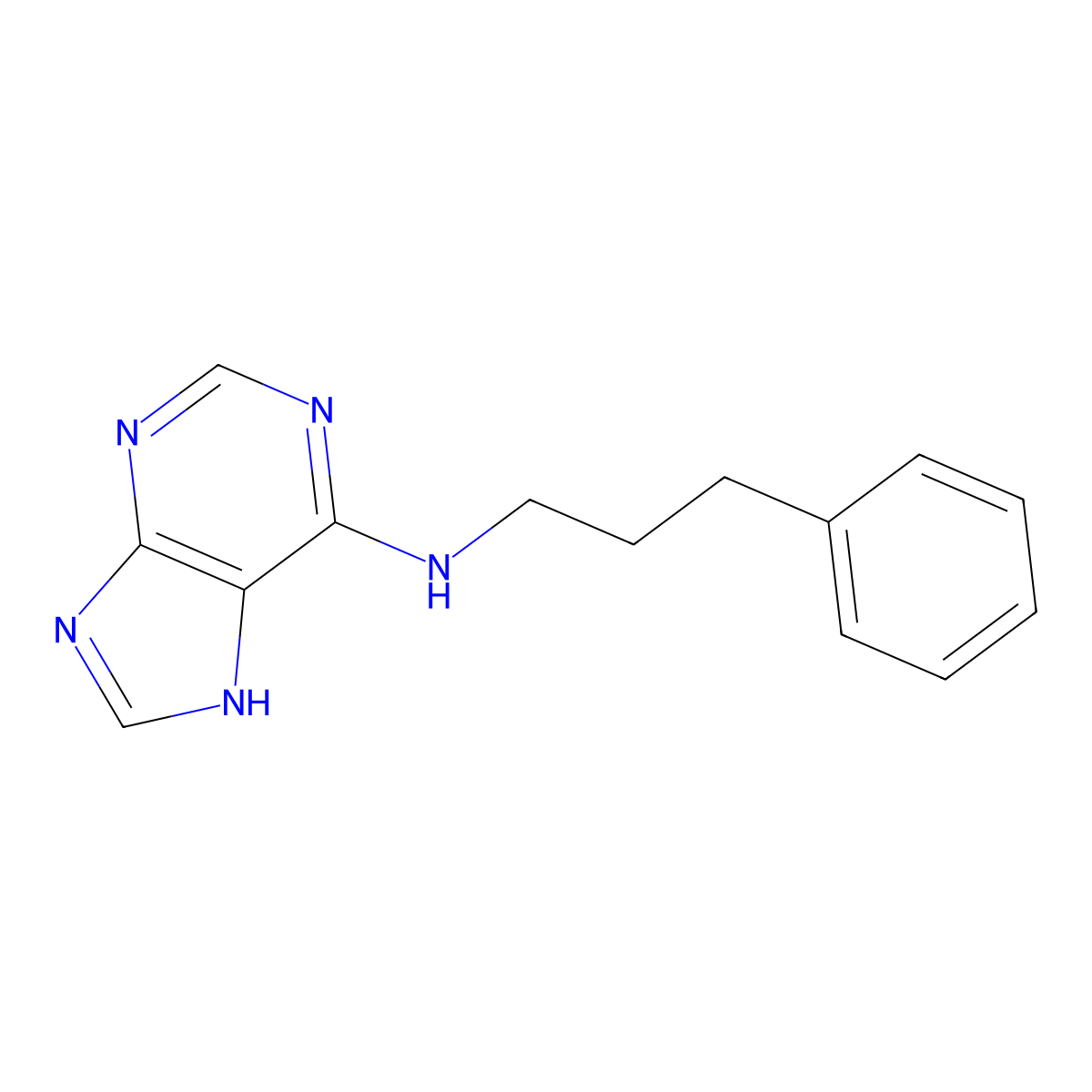 N-(3-phenylpropyl)-9H-purin-6-amine molecular structure, CAS 15396-43-7