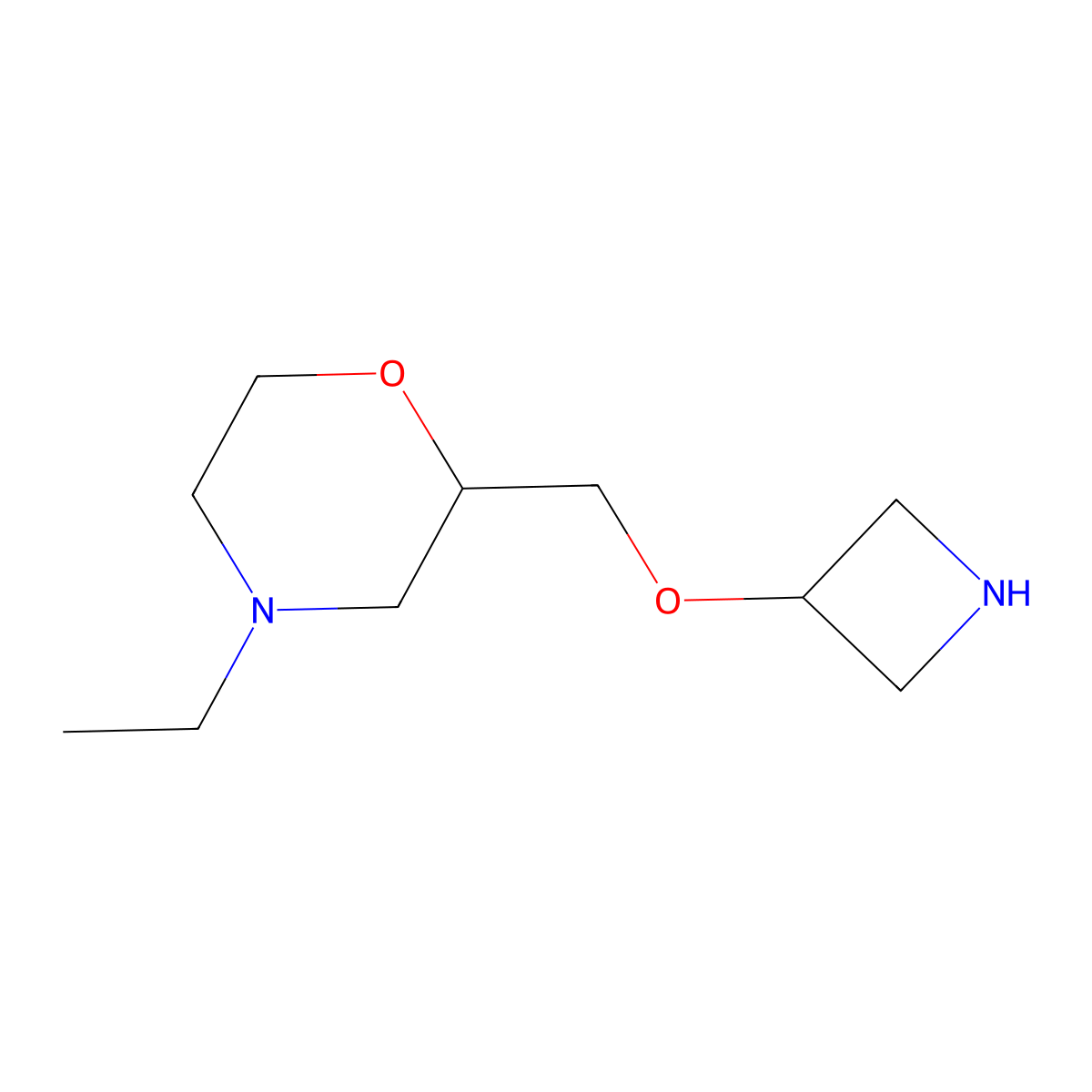 2-((Azetidin-3-yloxy)methyl)-4-ethylmorpholine molecular structure, CAS 1539609-03-4