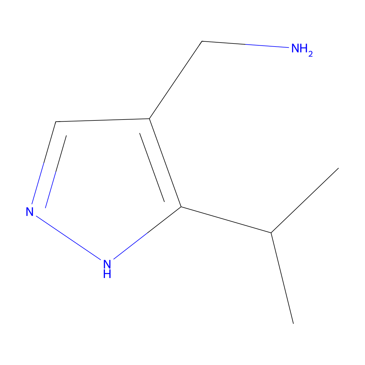 (3-isopropyl-1H-pyrazol-4-yl)methanamine molecular structure, CAS 1539609-21-6