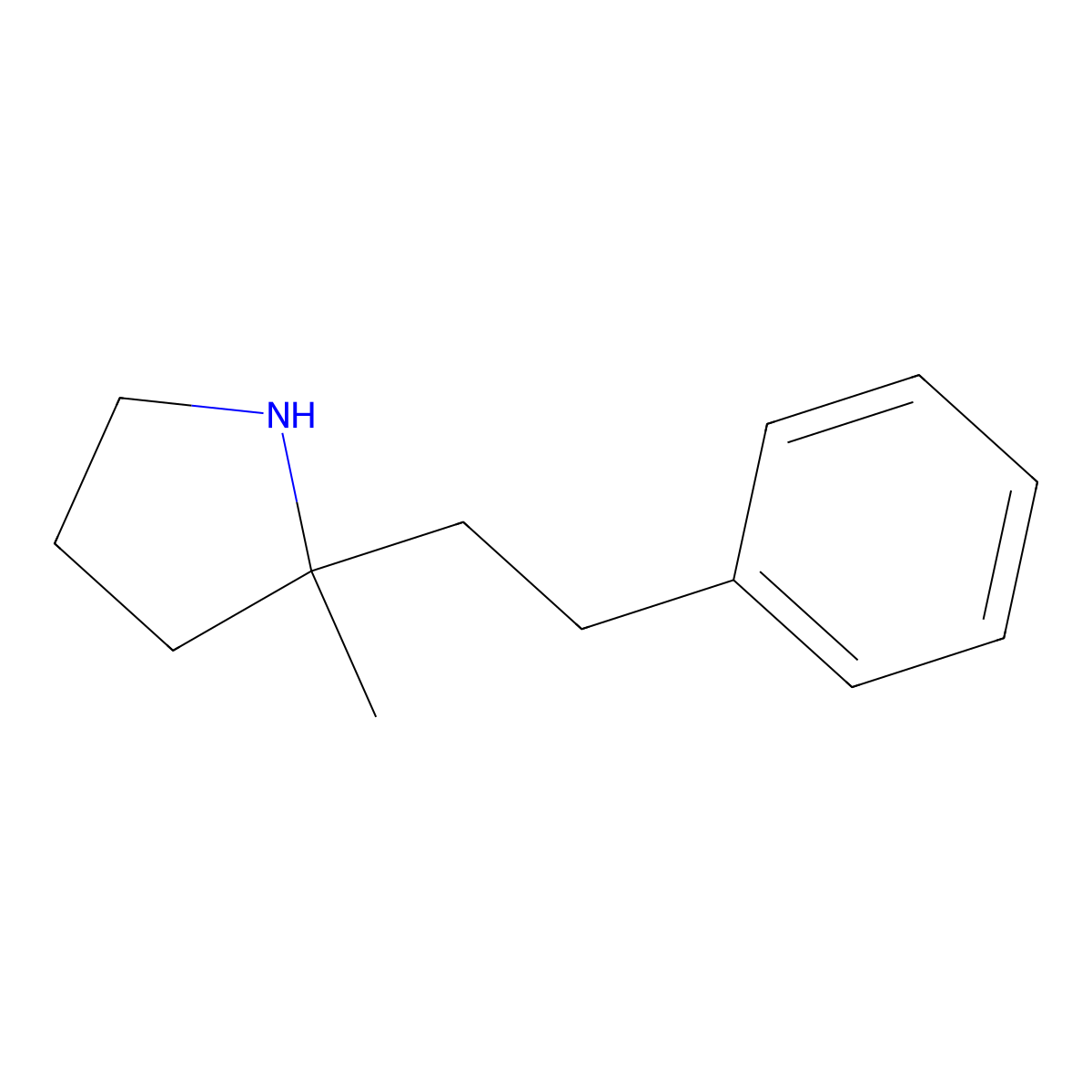 2-Methyl-2-(2-phenylethyl)pyrrolidine molecular structure, CAS 1539611-46-5