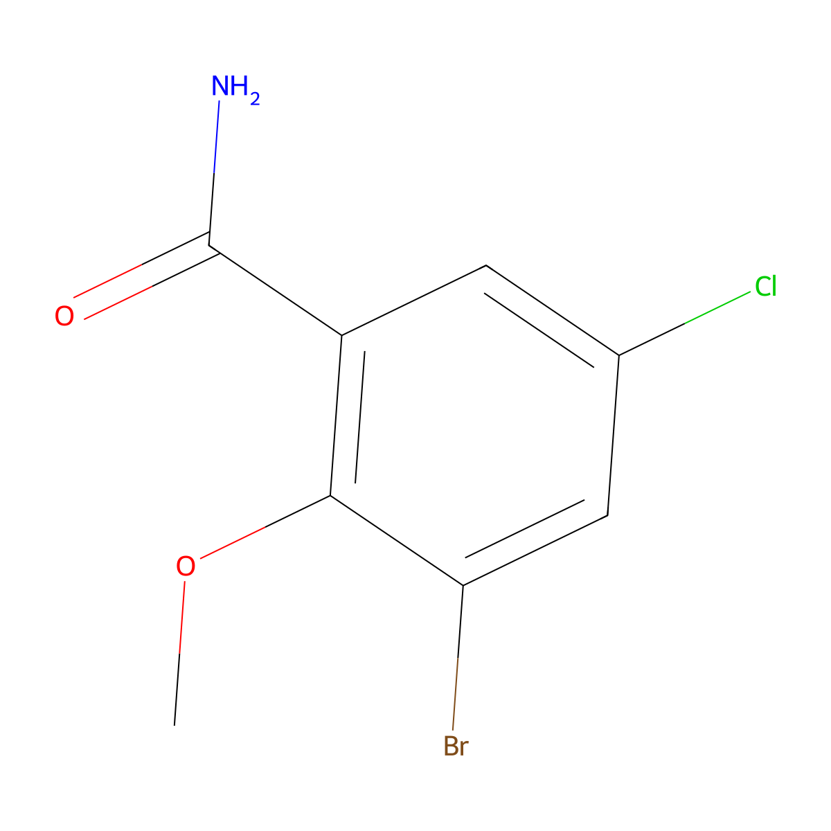 3-Bromo-5-chloro-2-methoxybenzamide molecular structure, CAS 1539612-66-2