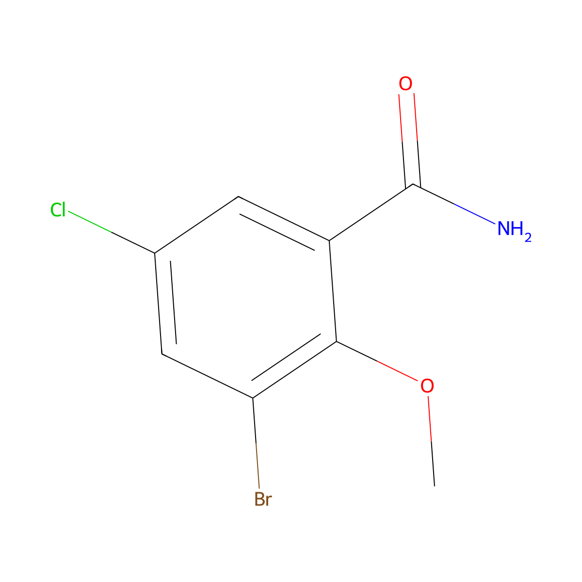 3-Bromo-5-chloro-2-methoxybenzamide molecular structure, CAS 1539612-66-2