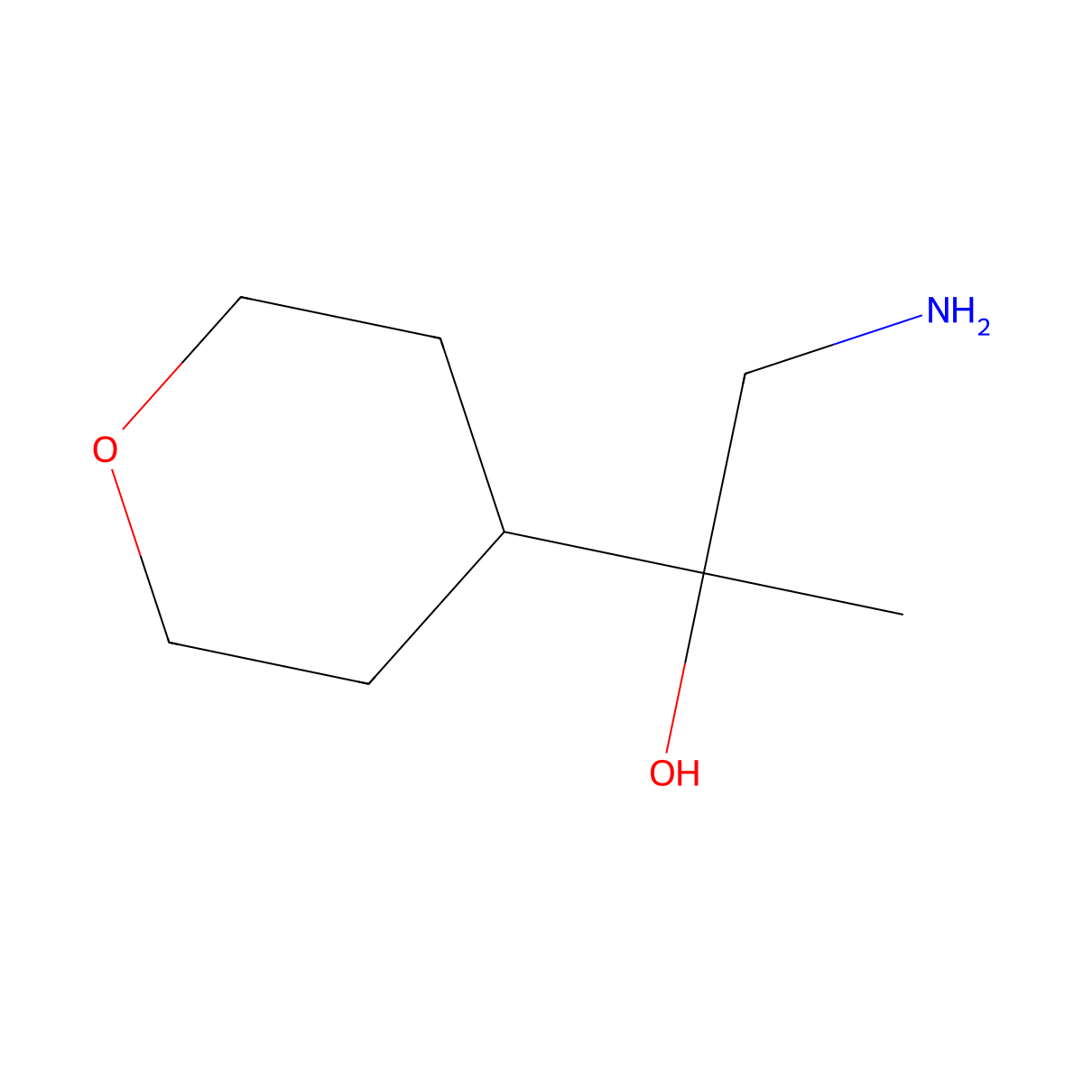 1-Amino-2-(oxan-4-yl)propan-2-ol molecular structure, CAS 1539622-05-3