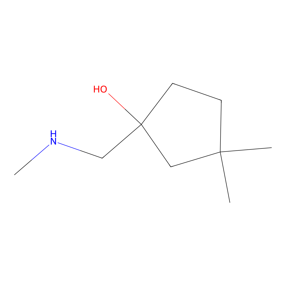 3,3-Dimethyl-1-[(methylamino)methyl]cyclopentan-1-ol molecular structure, CAS 1539640-94-2