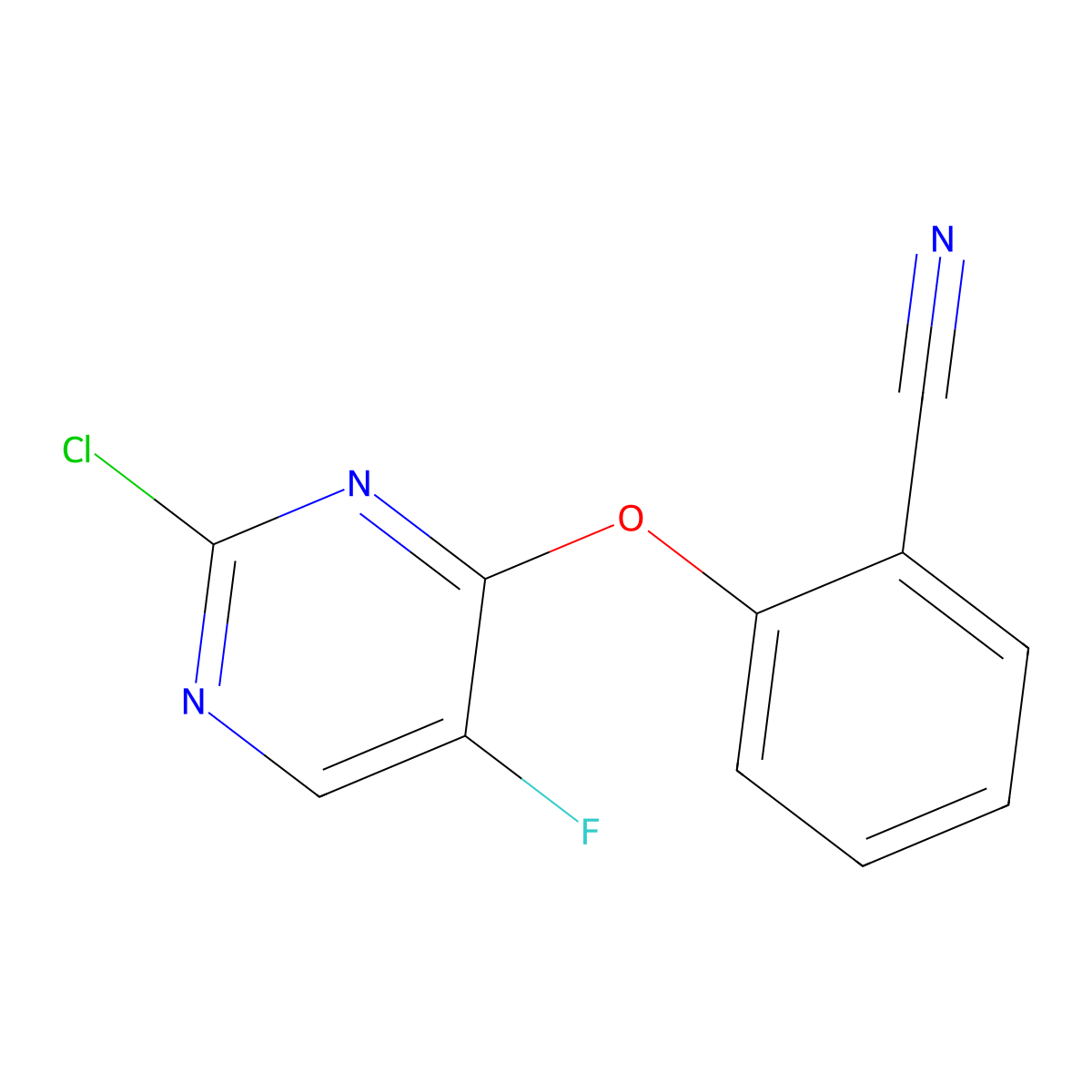2-[(2-Chloro-5-fluoropyrimidin-4-YL)oxy]benzonitrile molecular structure, CAS 1539645-63-0