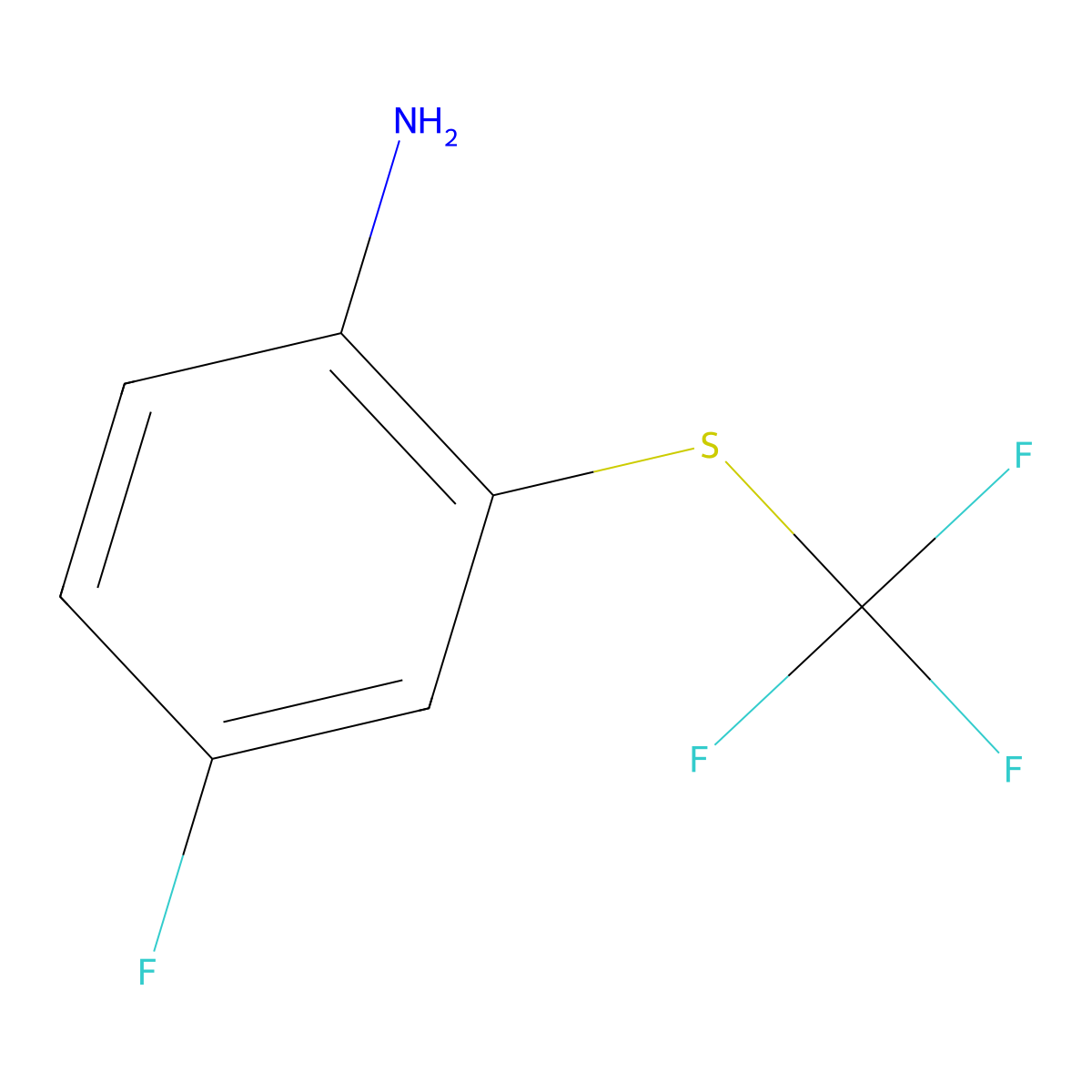 4-Fluoro-2-(trifluoromethylthio)aniline molecular structure, CAS 1539646-91-7