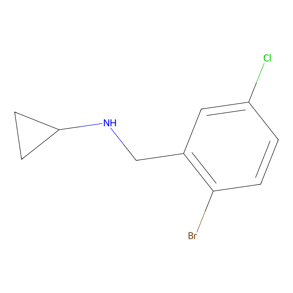 N-[(2-bromo-5-chlorophenyl)methyl]cyclopropanamine molecular structure, CAS 1539691-22-9