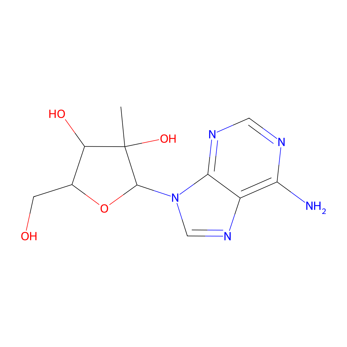 2'-C-methyladenosine molecular structure, CAS 15397-12-3