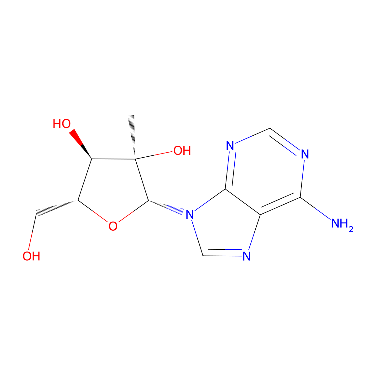 2'-C-methyladenosine molecular structure, CAS 15397-12-3